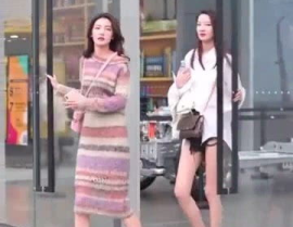 俩长腿小姐姐打架,一场视觉盛宴的街头较量